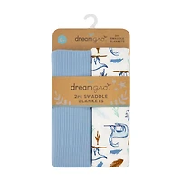 DreamGro Swaddle Blankets, Blue, 2 pk