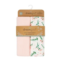 DreamGro Swaddle Blankets, Pink, 2 pk