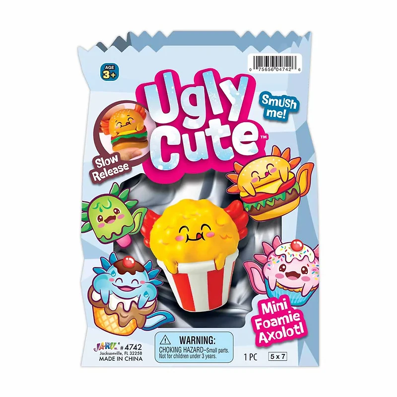 Ja-Ru Ugly Cute Mini Foamie Axolotl Toy, Assorted