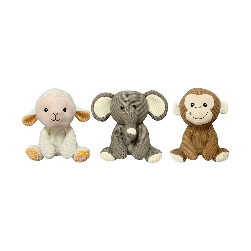 Knitted Animal Plush Toy, 8.5 in, Assorted
