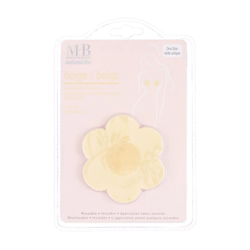 Must Have Beauty Intimates Lace Braless Covers, Beige, 6 ct