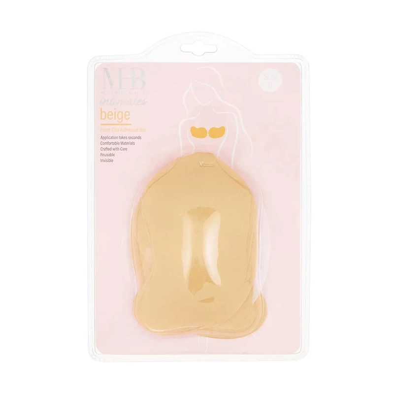 Must Have Beauty Intimates Front Clip Adhesive Bra, Beige, Size B