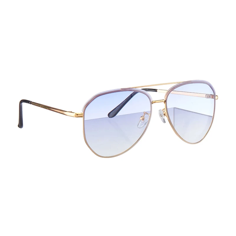 Eye-d-ology Sunglasses, Gold Wire Frame with Purple Lens