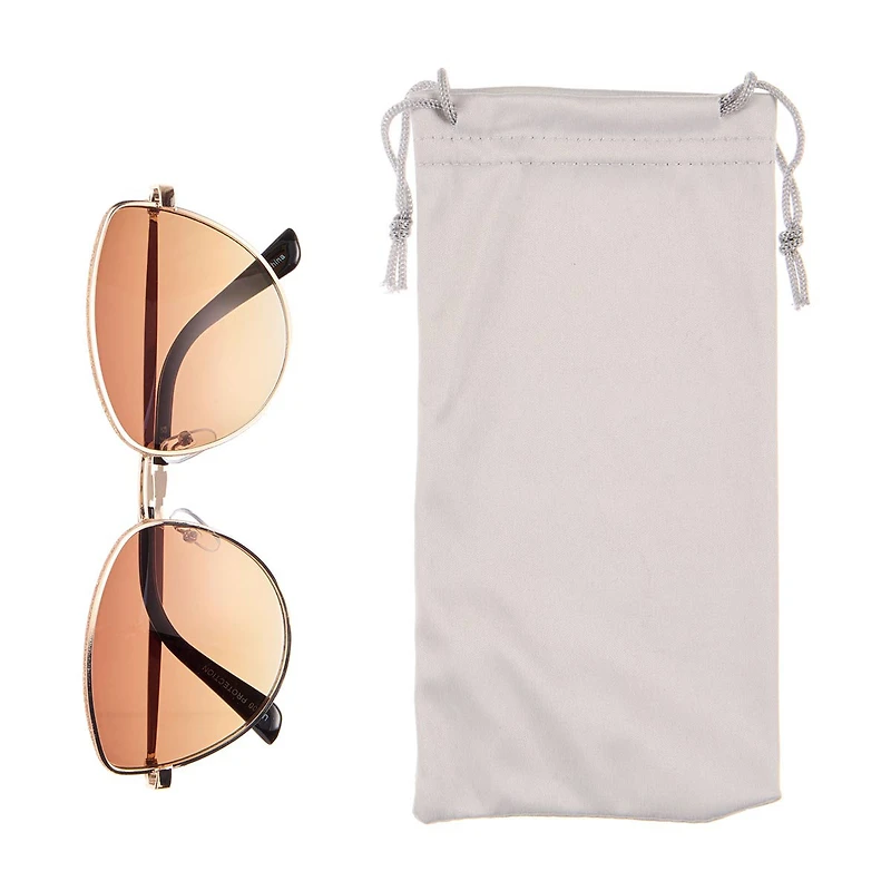 Eye-d-ology Sunglasses, Gold Frame with Brown Lens