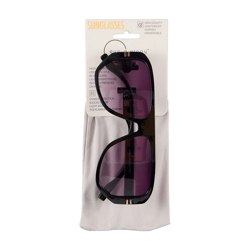 Eye-d-ology Sunglasses, Black Frame with Square Lens