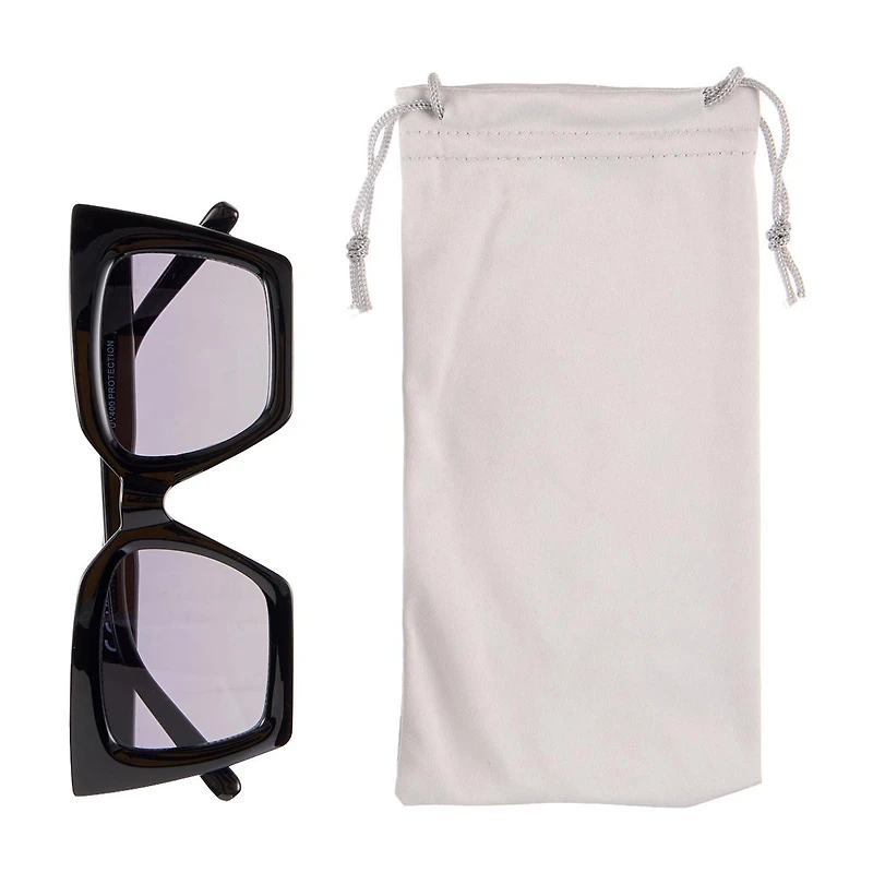 Eye-d-ology Sunglasses, Big Square Black Frame