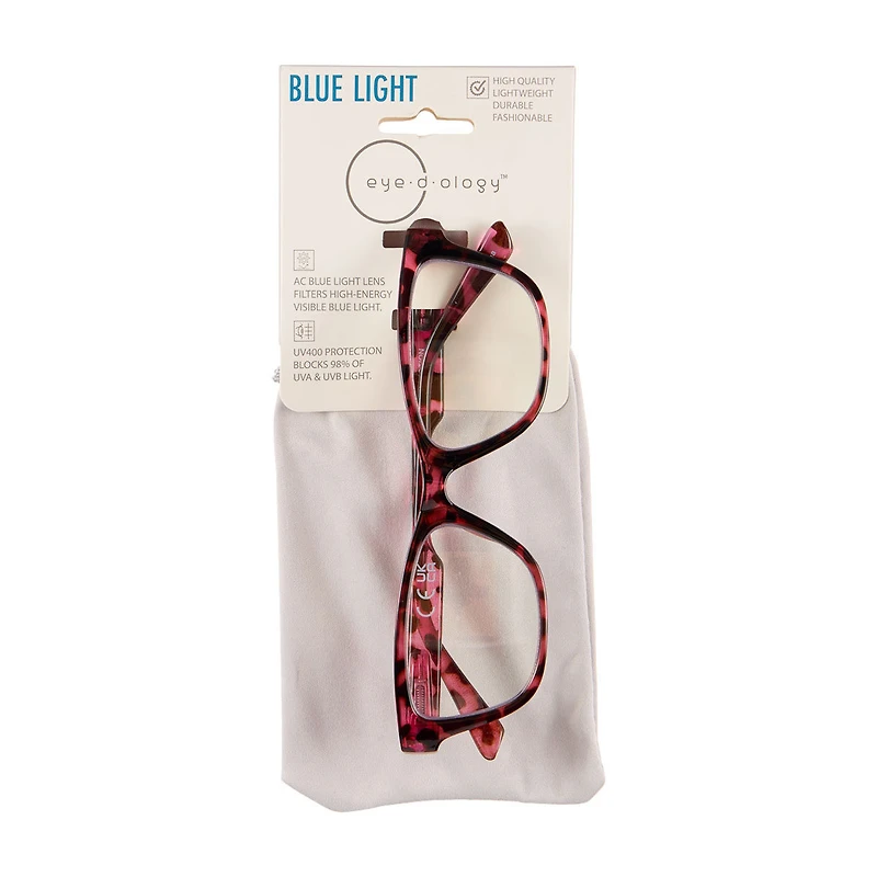 Eye-d-ology Blue Light Glasses, Pink Tortoise Frame