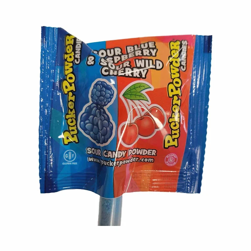 Pucker Powder Candies Tube, Blue Raspberry & Wild Cherry, 0.56 oz