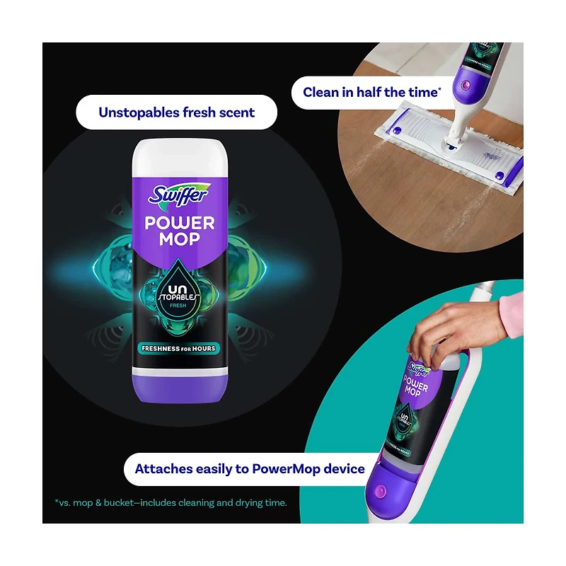 Swiffer Power Mop Unstopables Floor Cleaner Refill Solution, 25.3 fl oz