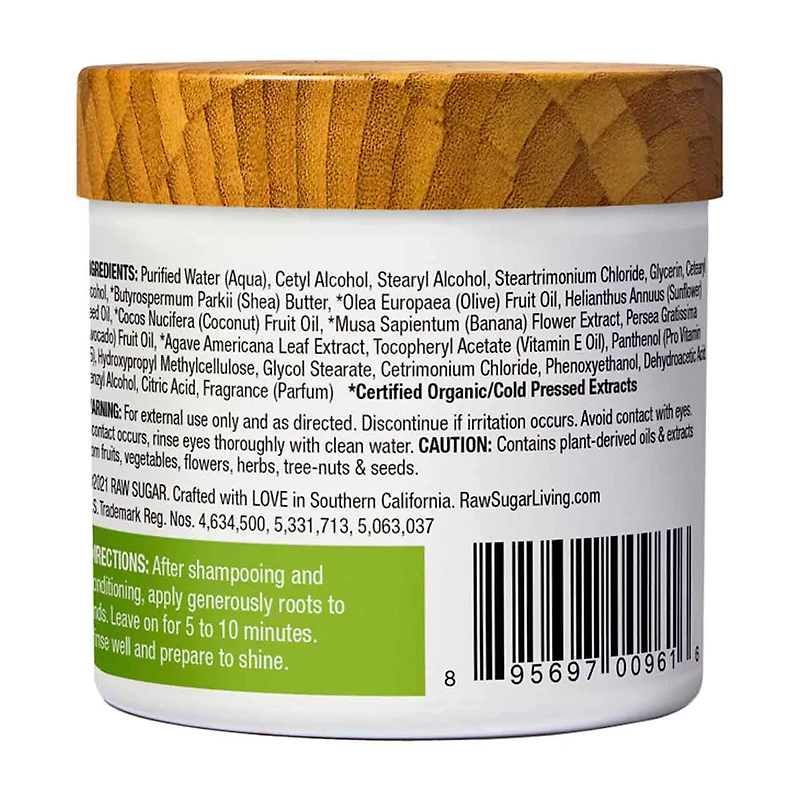 Raw Sugar Healing Power Hair Masque 2.5 oz - Avocado Oil + Banana + Coconut Milk