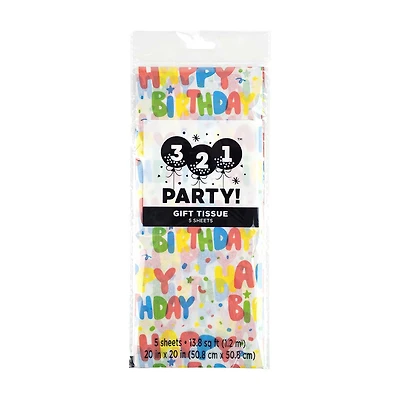 321 Party! Happy Birthday Gift Tissue, 5 pk