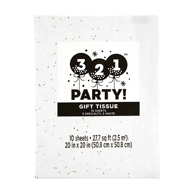 321 Party Gold and Silver Sequin Gift Tissue Paper, 10 Sheets, 20x20 in