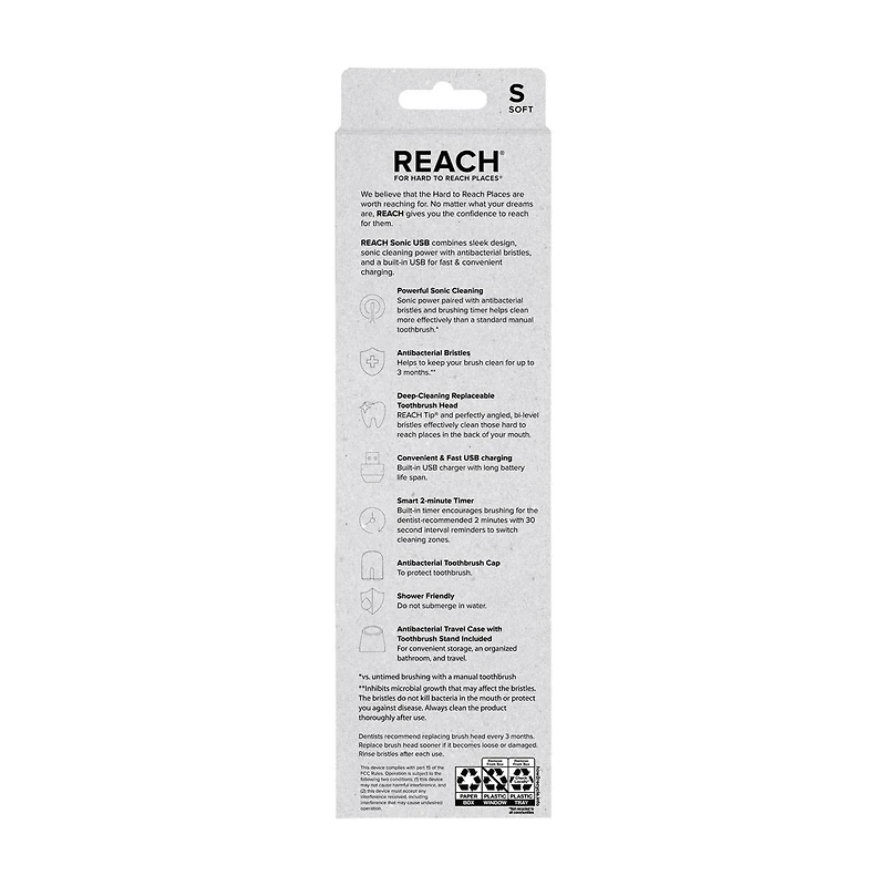 Reach Sonic Antibacterial Power Toothbrush, Soft