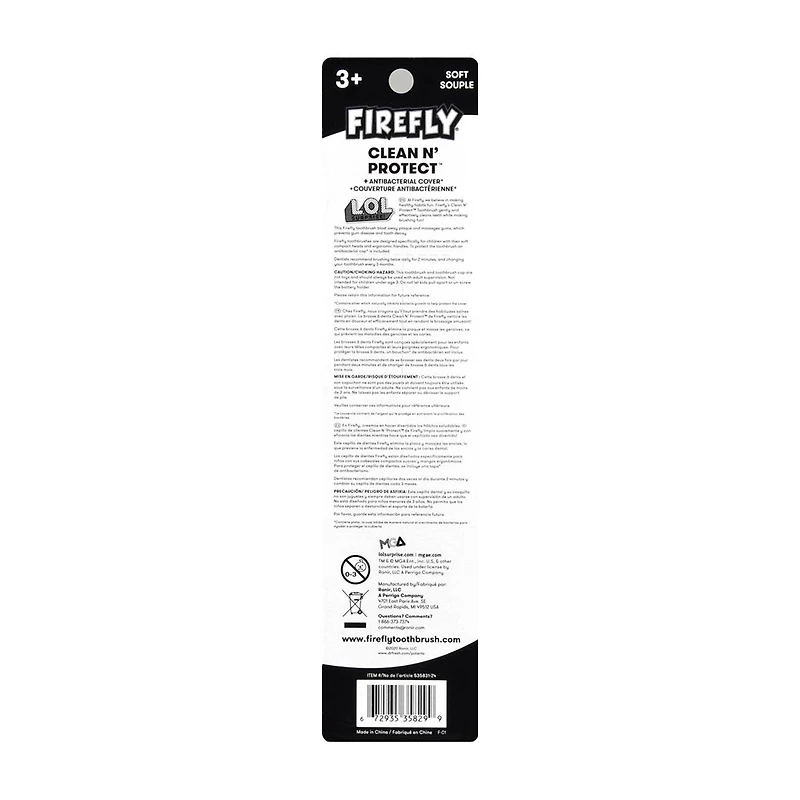 Firefly Kids Clean N' Protect L.O.L. Surprise Power Toothbrush with Cap