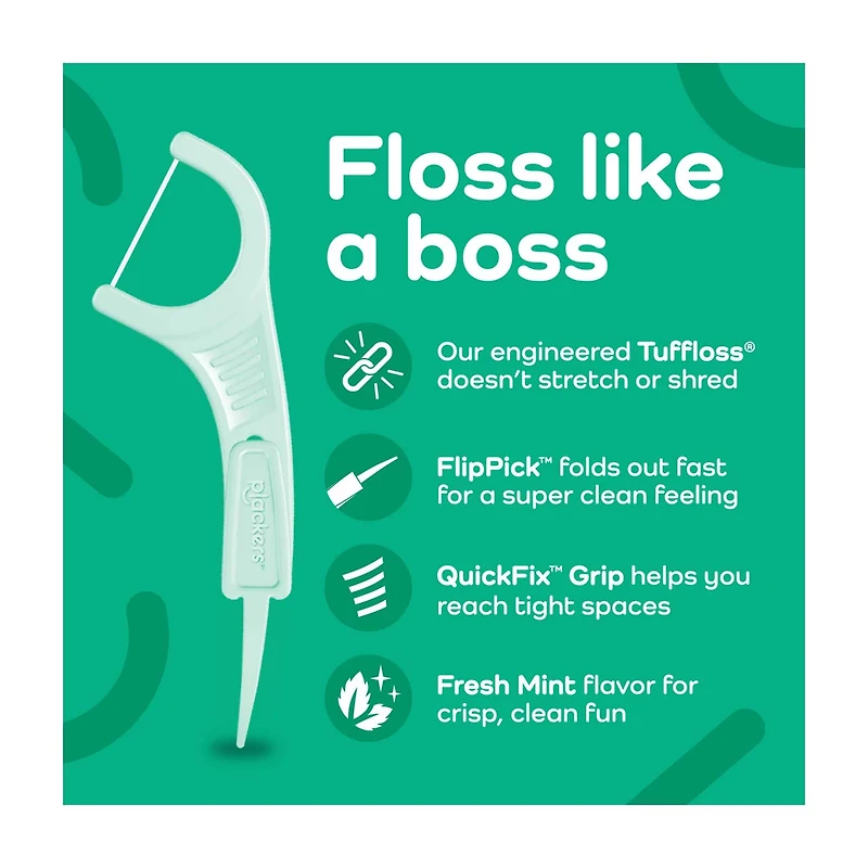 Plackers Micro Line Fresh Mint Flossers, 90 Count