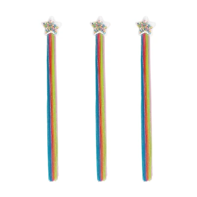 Rainbow Confetti-Star Hair Clips, 3ct