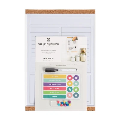 U Brands Magnetic Dry Erase Planner with Magnets, Marker, Push Pins, 11 in x 16 in