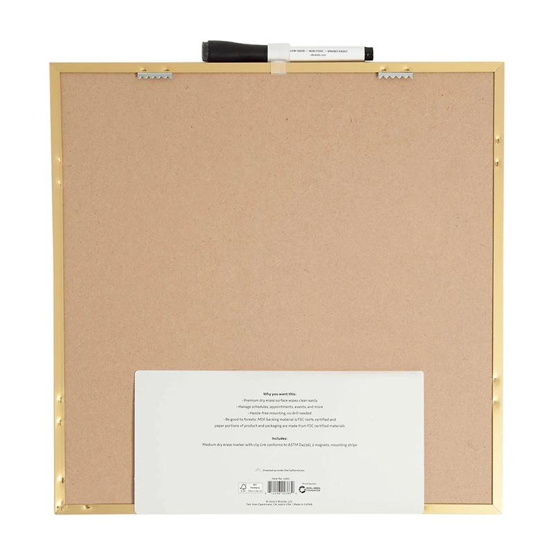 U Brands Magnetic Monthly Calendar Dry Erase Board, 14 in x 14 in