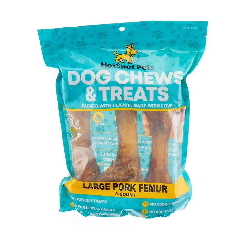 HotSpot Pets Dog Chews & Treats, Large Pork Femur