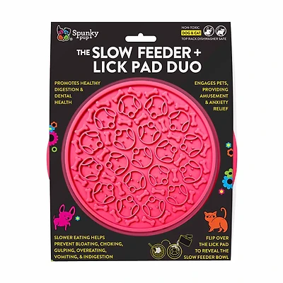 Spunky Pup The Slow Feeder + Lick Pad Duo for Dog & Cat, Assorted