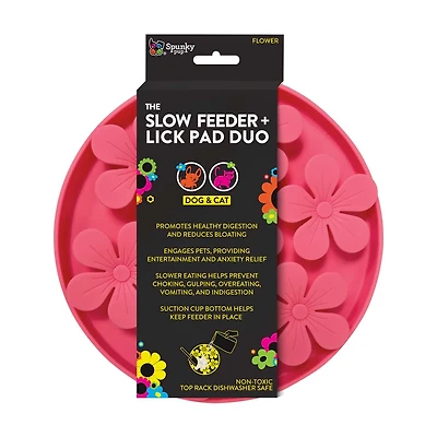 Spunky Pup The Slow Feeder + Lick Pad Duo for Dog & Cat, Assorted