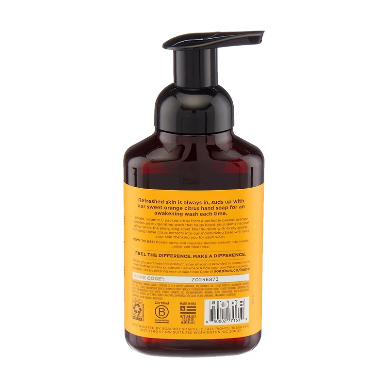Soapbox Foaming Hand Soap, Sweet Orange Citrus