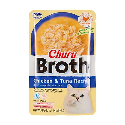 Inaba Churu Broth Cat Treats, Chicken & Tuna Recipe, 4 ct