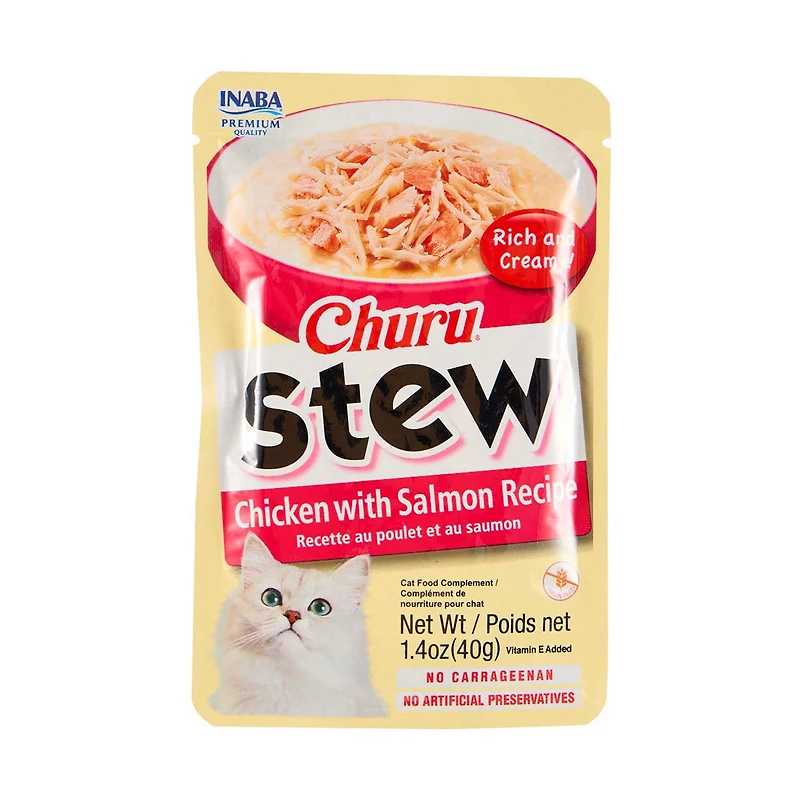 Inaba Churu Stew Cat Treats, Chicken with Salmon Recipe, 4 ct