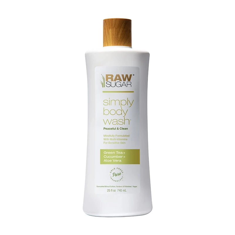 Raw Sugar Body Wash, Green Tea + Cucumber + Aloe Vera, 25 fl oz