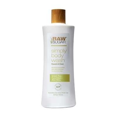 Raw Sugar Body Wash, Green Tea + Cucumber + Aloe Vera, 25 fl oz