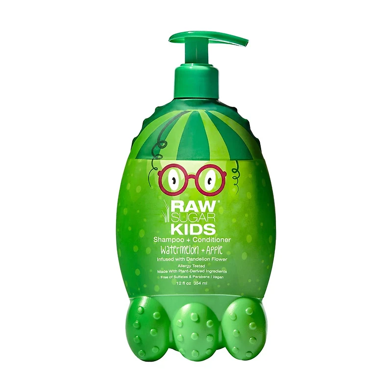Raw Sugar Kids Shampoo + Conditioner, Watermelon + Apple, 12 fl oz