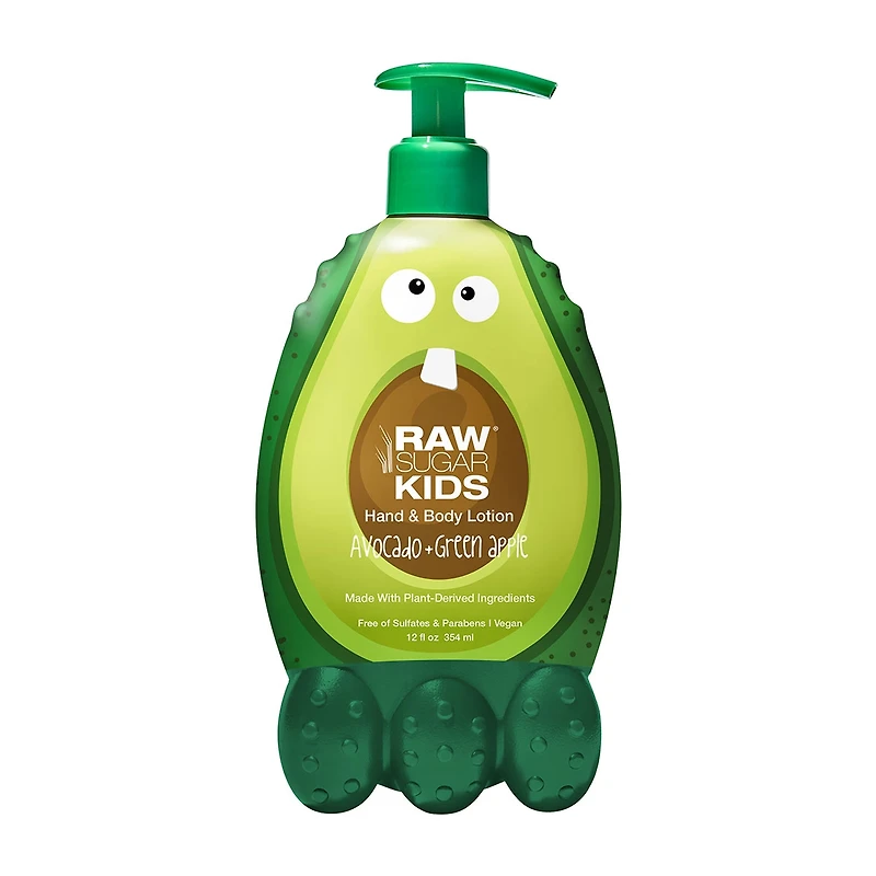 Raw Sugar Kids Hand & Body Lotion, Avocado + Green Apple, 12 fl oz