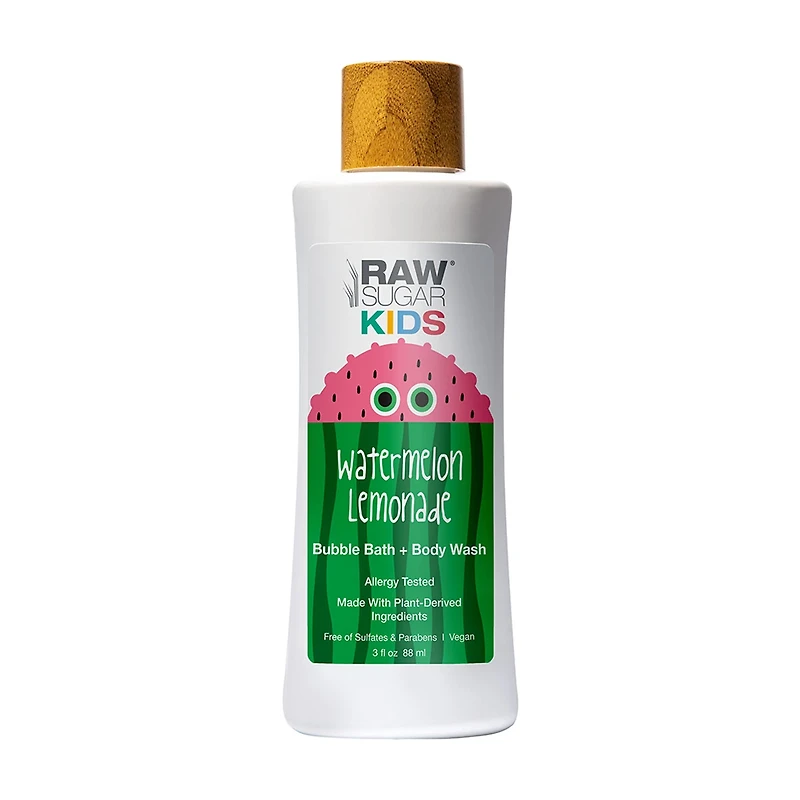 Raw Sugar Kids Bubble Bath + Body Wash, Watermelon Lemonade, 3 fl oz