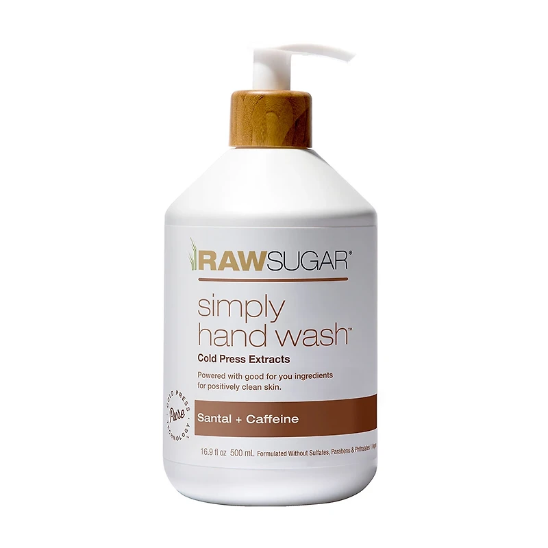 Raw Sugar Simply Hand Soap, Santal + Caffeine, 16.9 fl oz