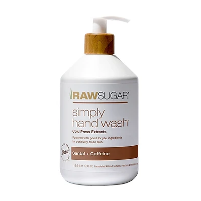 Raw Sugar Simply Hand Soap, Santal + Caffeine, 16.9 fl oz