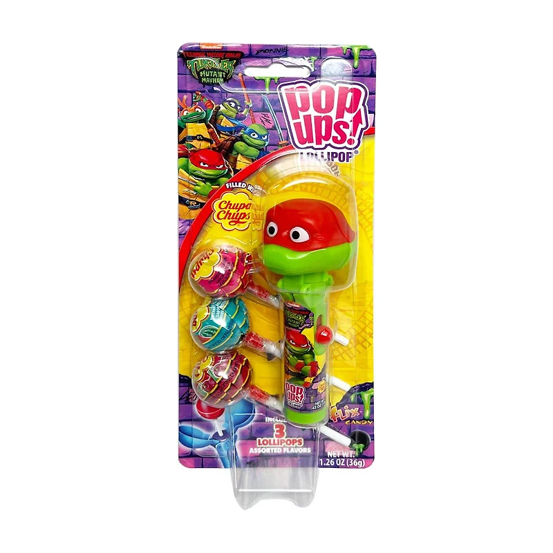Pop Ups Turtles Mutant Mayhem Flix Candy Lollipops, 1.26 oz, Assorted