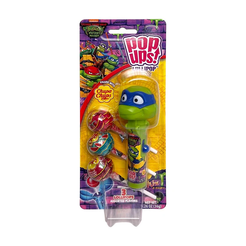 Pop Ups Turtles Mutant Mayhem Flix Candy Lollipops, 1.26 oz, Assorted