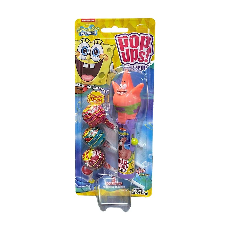 Pop Ups Sponge Bob Square Pants Flix Candy Lollipops, 1.26 oz, Assorted