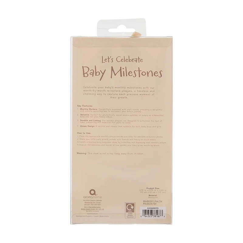 Aroma Homes 'Let's Celebrate Baby Milestones' Plaques, 6 ct