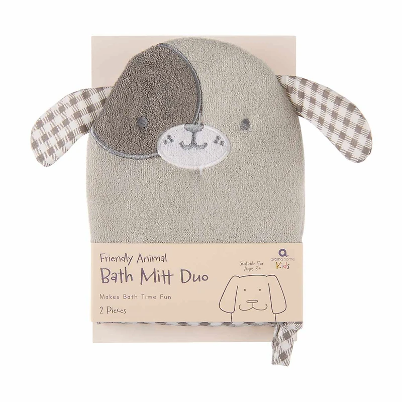 Aroma Home Kids Friendly Animal Bath Mitt Duo, 2 pcs, Assorted