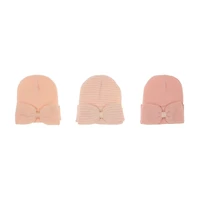 Little Cuties Newborn Hats with Bow, 3 Pack