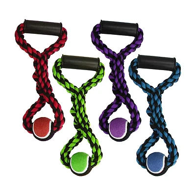 Nuts For Knots Tennis Ball Rope with Handle, Assorted