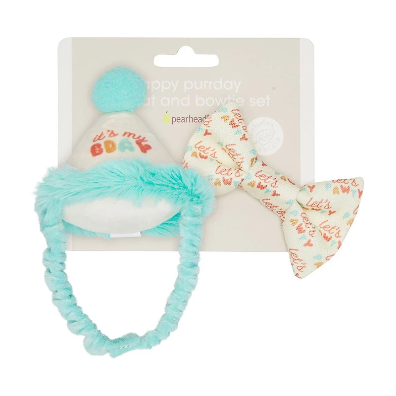 Pearhead Happy Bday Cat Hat and Bowtie Set