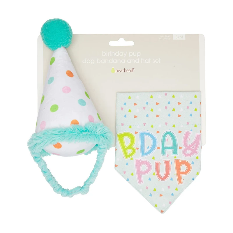 Pearhead Birthday Pup Dog Bandana and Hat Set