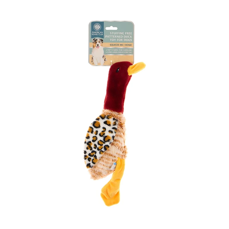 American Kennel Club Stuffing Free Patterned Duck Toy for Dogs