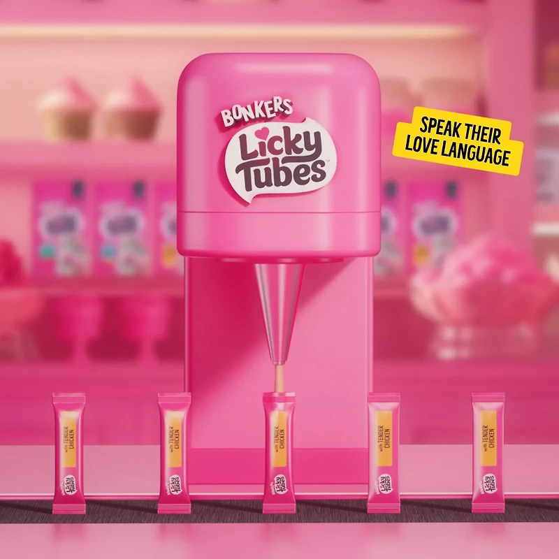 BONKERS Licky Tubes Chicken Flavored Wet Lickable Treats for Cats, 4 Pack