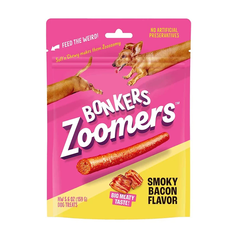 Bonkers Zoomers Smoky Bacon Flavor Dog Treats, 5.6 oz