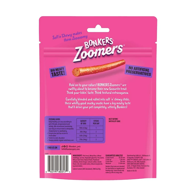 Bonkers Zoomers BBQ Beef Flavor Dog Treats, 5.6 oz