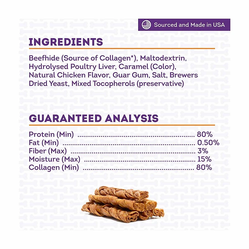 Treatly Collagen Braid Dog Chews, Chicken Flavor, Medium, 5 ct