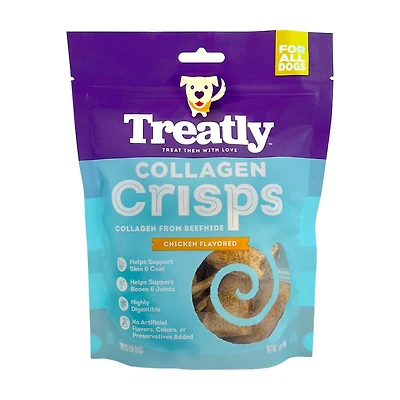 Treatly Collagen Crisps Dog Chews, Chicken Flavored, 5 oz